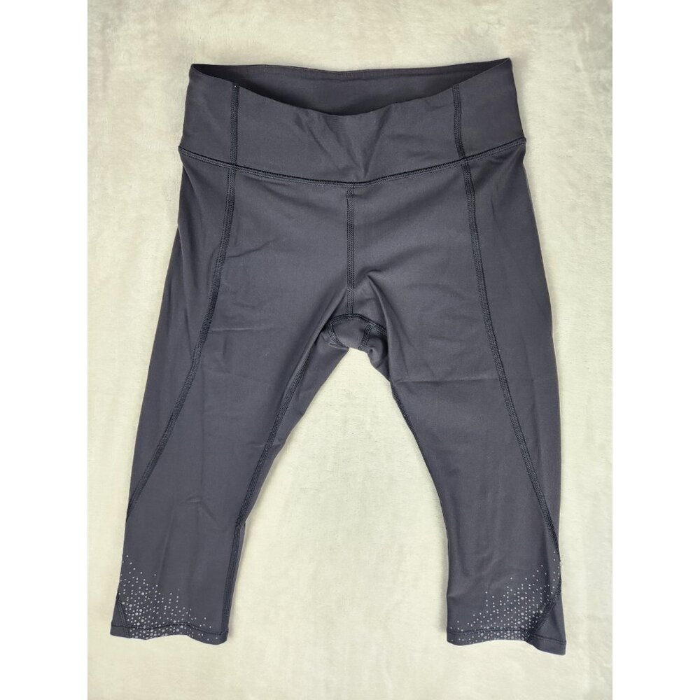 Lululemon Women Sz‎ 6 Run Crop Capri Black Leggings Yoga Athletic Zipper Pocket